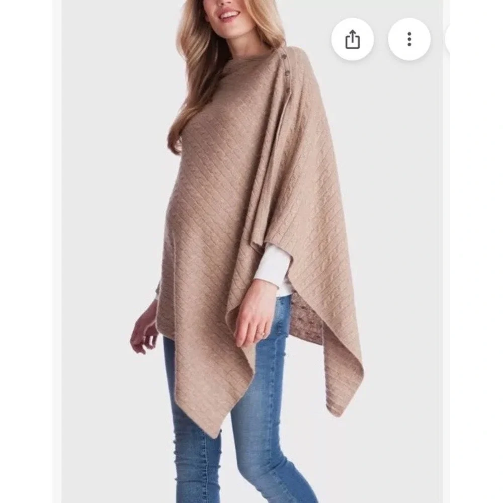 Seraphine Luxury Lambswool Cashmere Viscose Cable Knit Nursing Shawl Scarf EUC